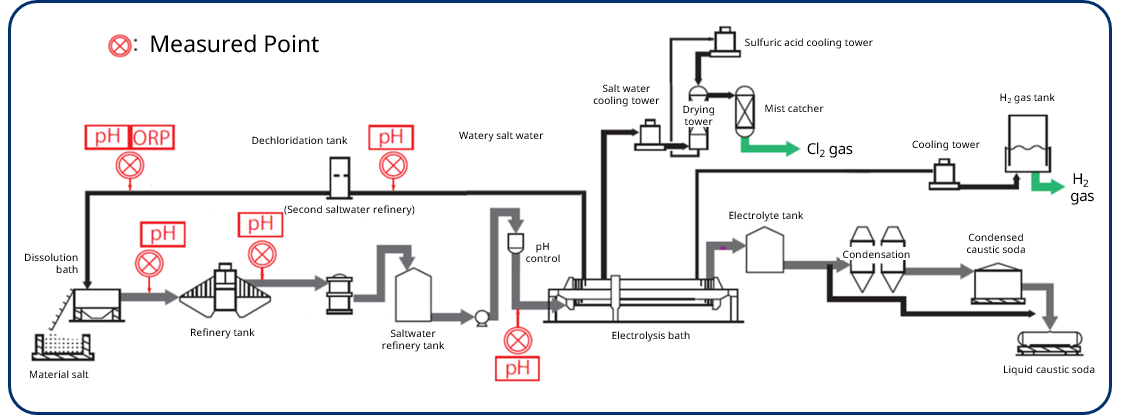 pH measurements for a Chlor-Alkali Plants